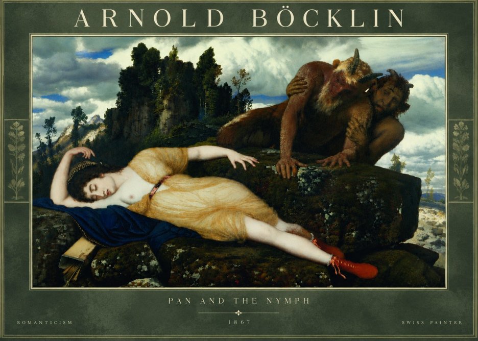 Arnold Böcklin Pan and the Nymph No6 - Poster