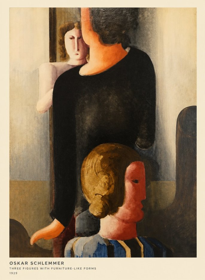 Oskar Schlemmer Three Figures with Furniture-like Forms No6 - Poster
