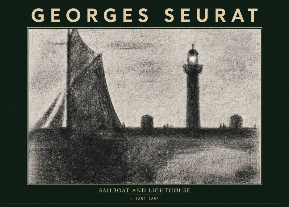 Seurat Sailboat and Lighthouse No5 - Poster