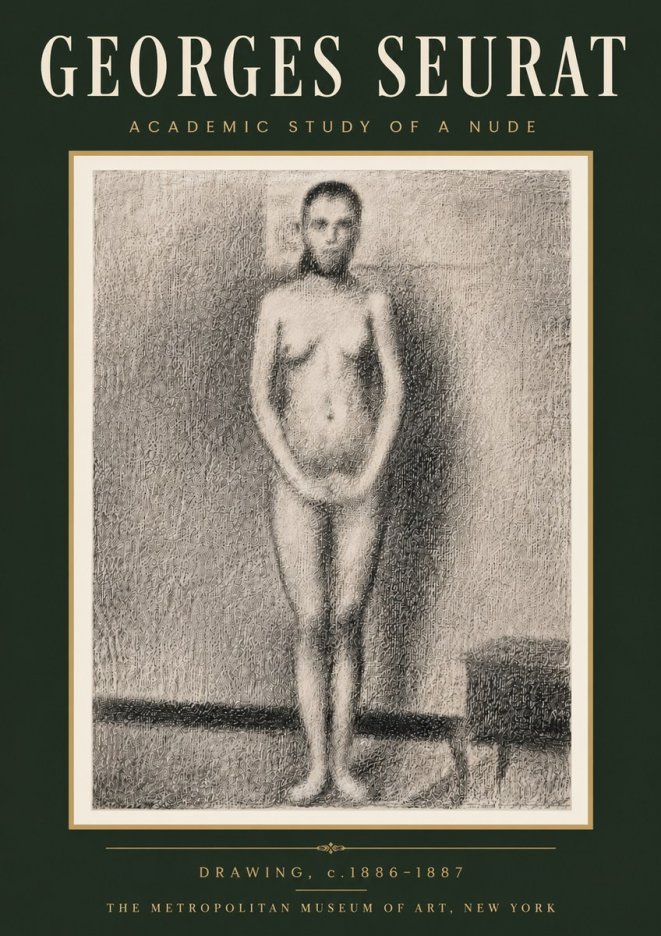 Seurat Academic Study of a Nude No6 - Poster