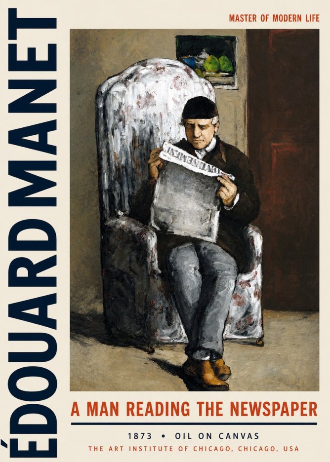 Édouard Manet A Man Reading the Newspaper No3 - Poster