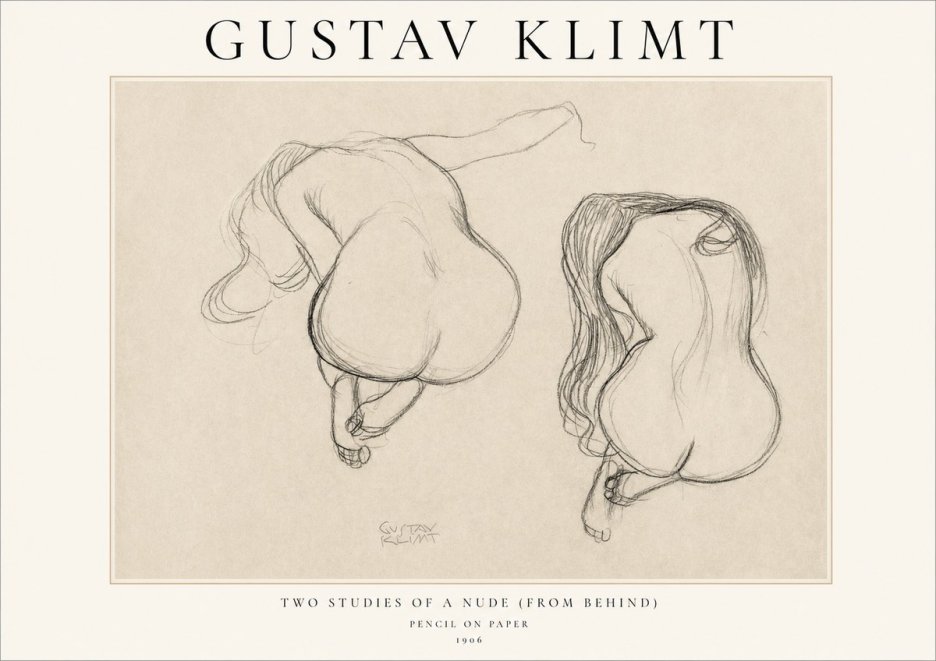 Klimt Two Studies of a Nude (from Behind) No1 - Poster