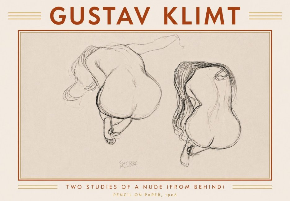 Klimt Two Studies of a Nude (from Behind) No6 - Poster