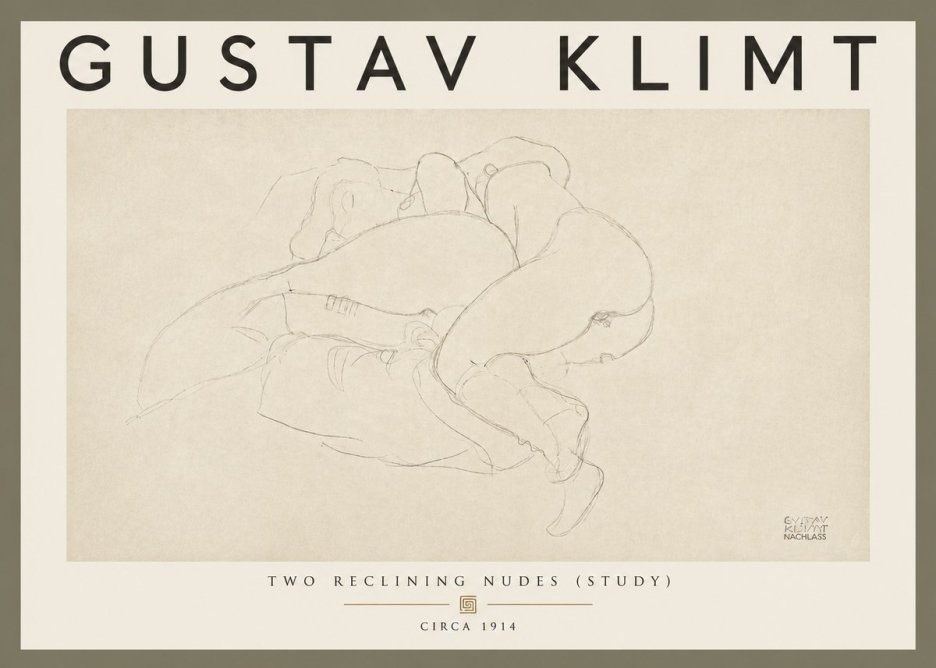 Klimt Two Reclining Nudes (Study) No5 - Poster