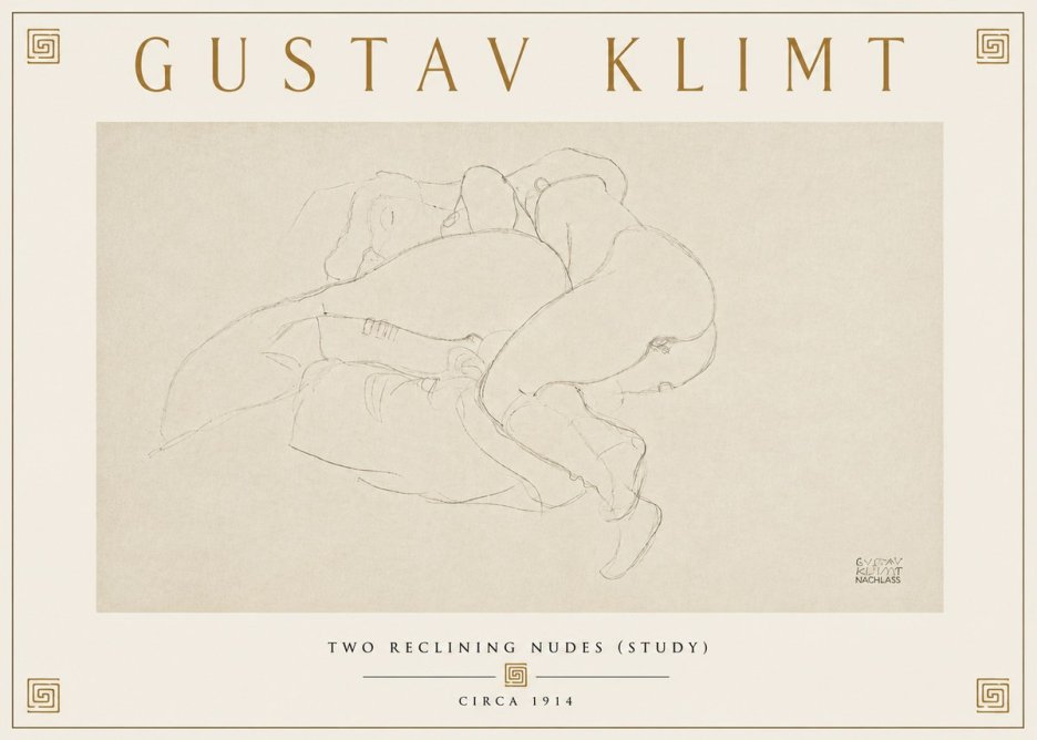 Klimt Two Reclining Nudes (Study) No6 - Poster