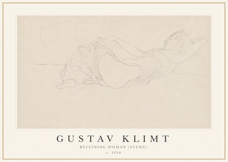 Klimt Reclining Woman (Study) No1 - Poster