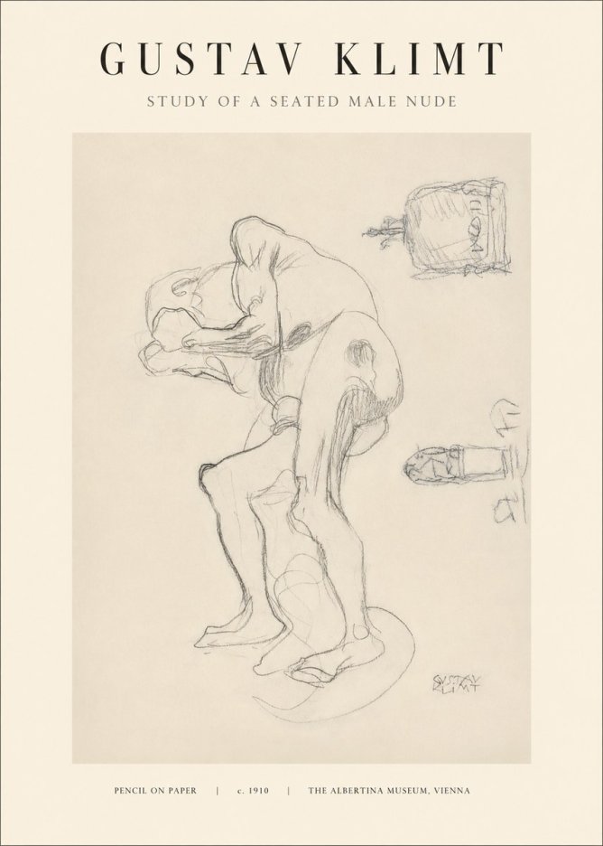 Klimt Study of a Seated Male Nude No1 - Poster