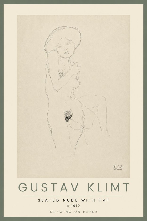 Klimt Seated Nude with Hat No2 - Poster