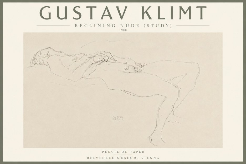 Klimt Reclining Nude (Study) No4 - Poster