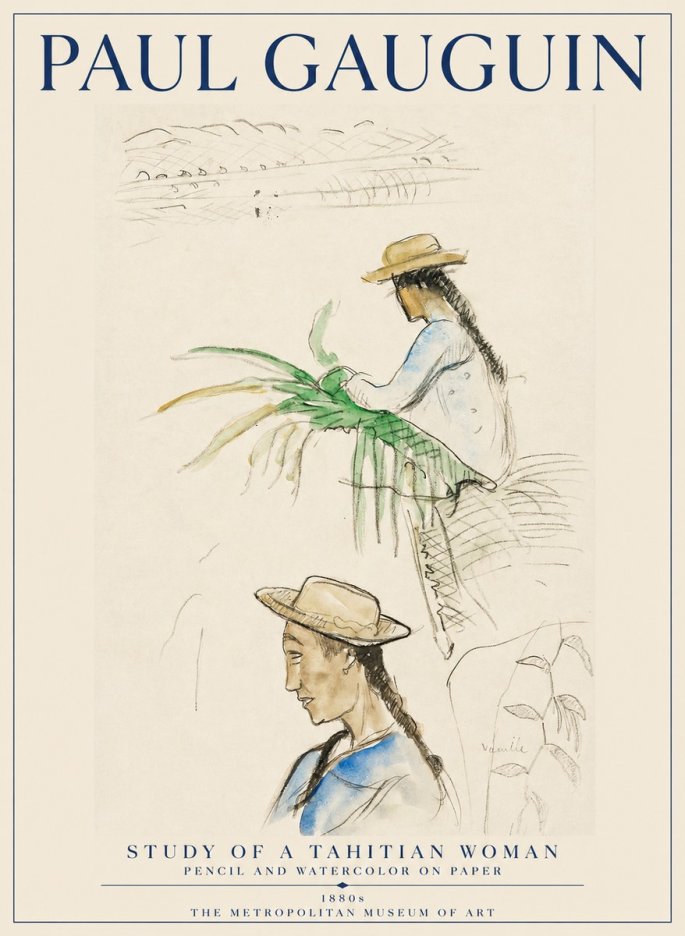 Paul Gauguin Study of a Tahitian Woman I No1 - Poster