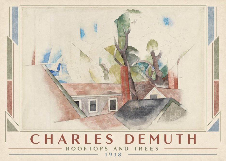 Charles Demuth Rooftops and Trees No1 - Poster