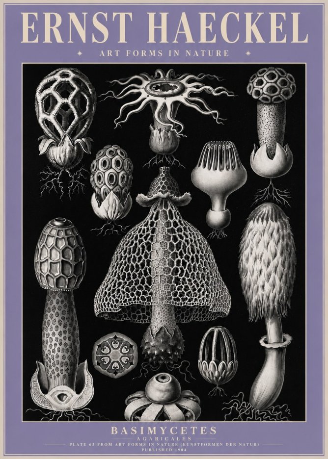 Ernst Haeckel Basimycetes Agaricales No4 - Poster