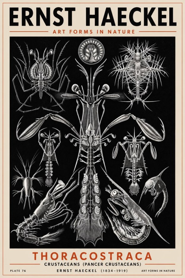 Ernst Haeckel Thoraocostraca - Crustaceans - Plate 76 No5 - Poster