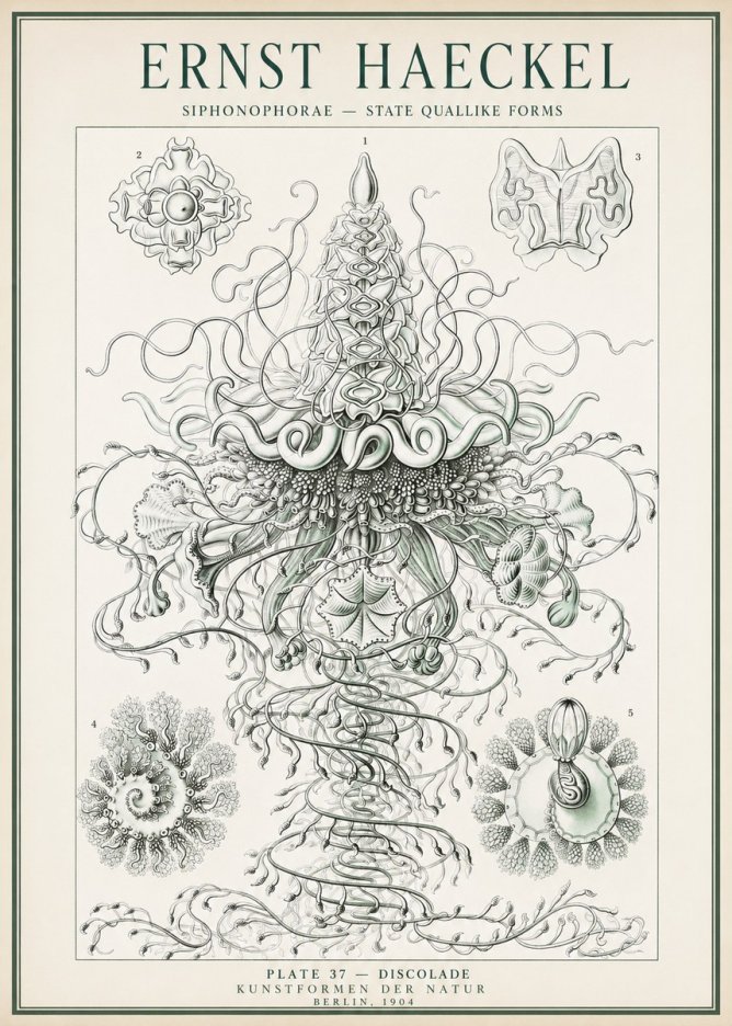 Ernst Haeckel Siphonophorae – State Quallike Forms No1 - Poster