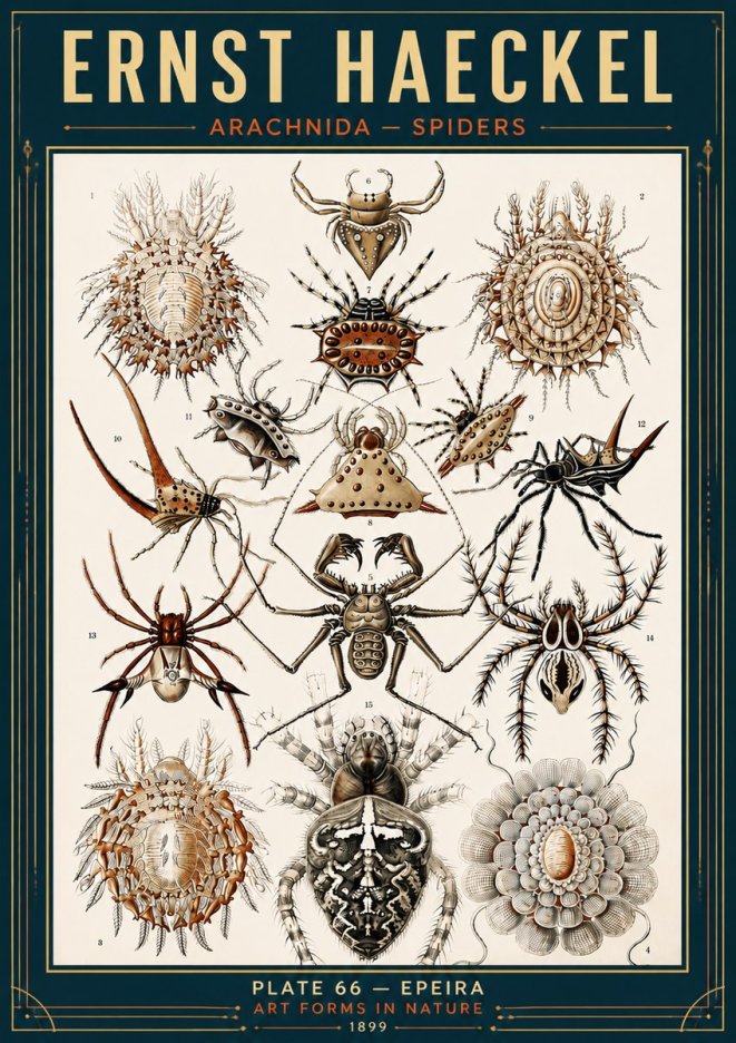 Ernst Haeckel Arachnida — Spiders No6 - Poster