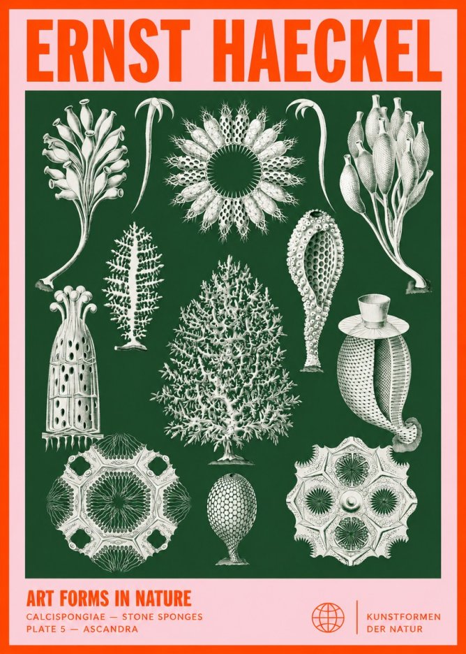 Ernst Haeckel Calcispongiae - Calcisponiges - Plate 5 - Asconia No4 - Poster