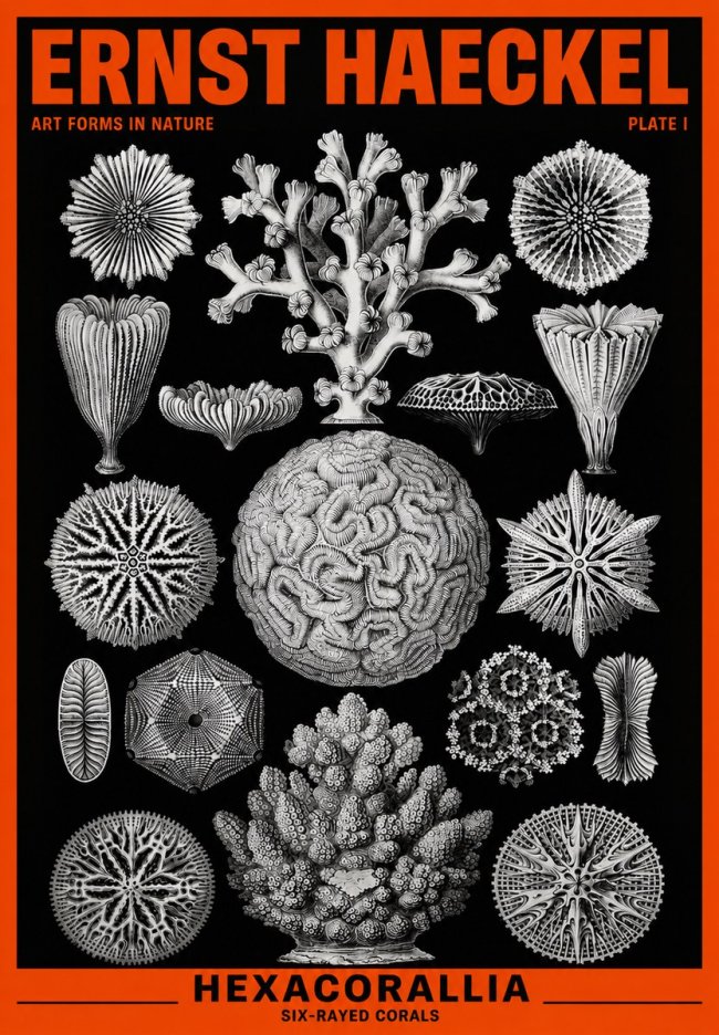 Ernst Haeckel Hexacoralla – Six-rayed Corals No6 - Poster