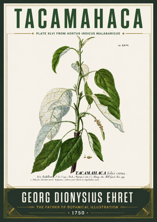 Georg Dionysius Ehret Tacamahaca (Saddlewood) No6 - Poster
