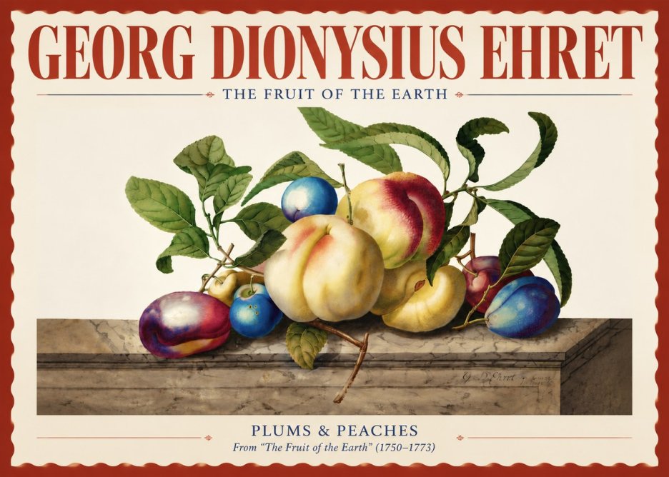 Georg Dionysius Ehret Plums & Peaches No4 - Poster