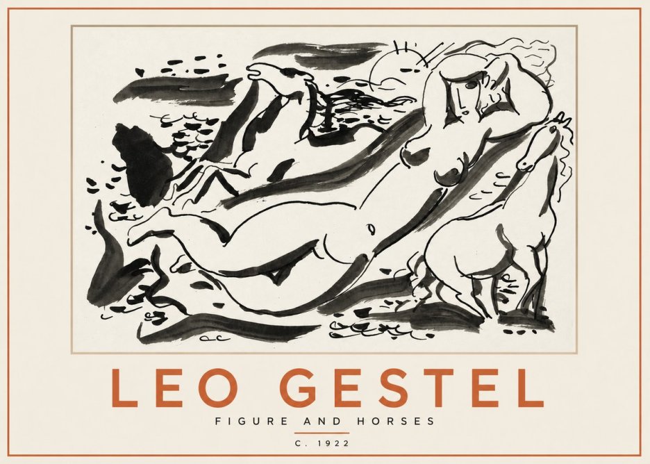 Leo Gestel Figure and Horses No2 - Poster