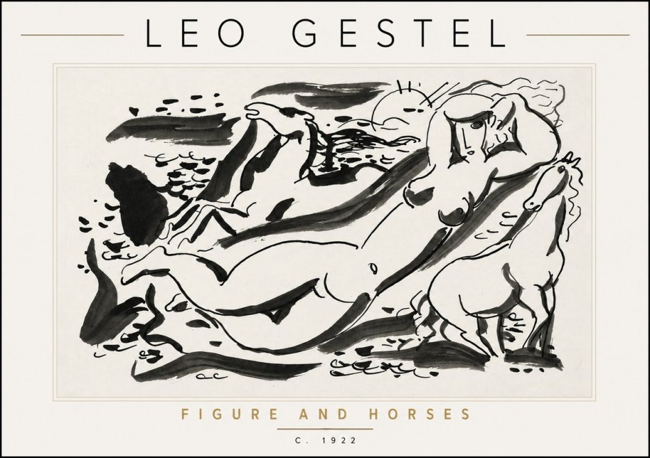 Leo Gestel Figure and Horses No6 - Poster