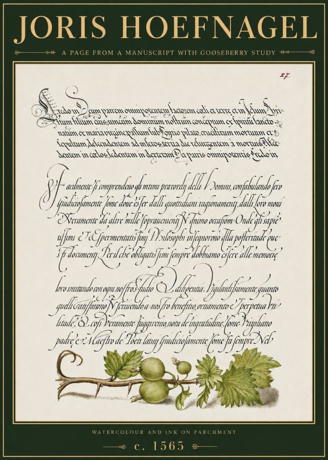 Joris Hoefnagel A Page from a Manuscript with Gooseberry Study No4 - Poster