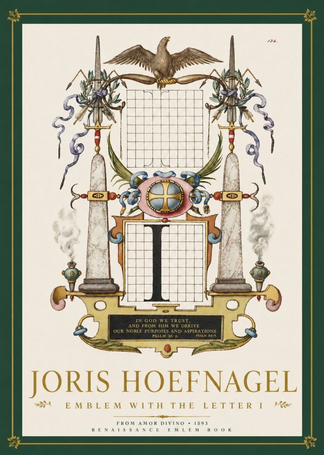 Joris Hoefnagel Ornamental Design with Dedicatory Inscription No4 - Poster