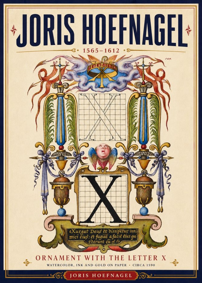 Joris Hoefnagel Ornament with the Letter X No4 - Poster