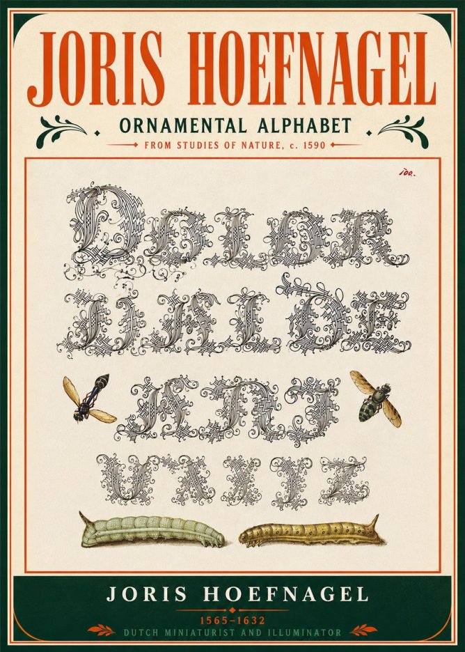 Joris Hoefnagel Ornamental Alphabet from Studies of Nature No5 - Poster