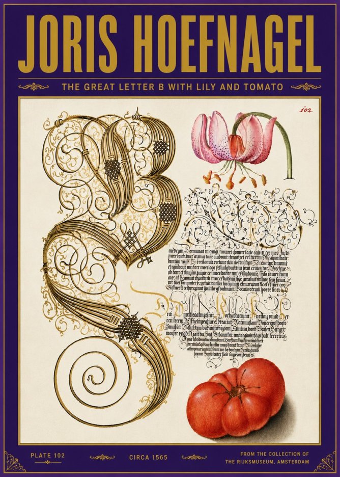 Joris Hoefnagel The Great Letter B with Lily and Tomato No6 - Poster