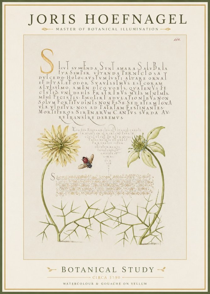 Joris Hoefnagel Botanical Study with Insect No2 - Poster