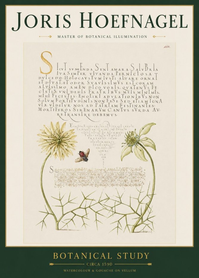 Joris Hoefnagel Botanical Study with Insect No3 - Poster