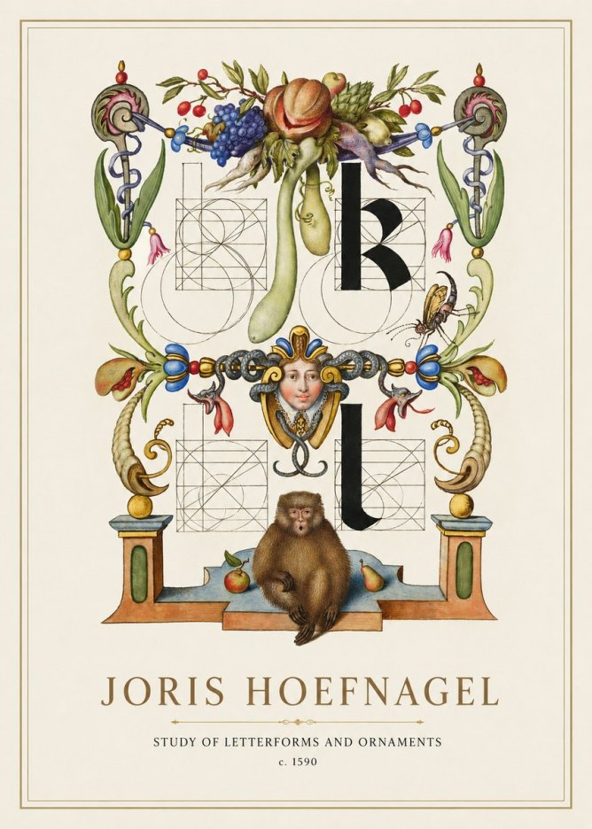Joris Hoefnagel Study of Letterforms and Ornaments No1 - Poster