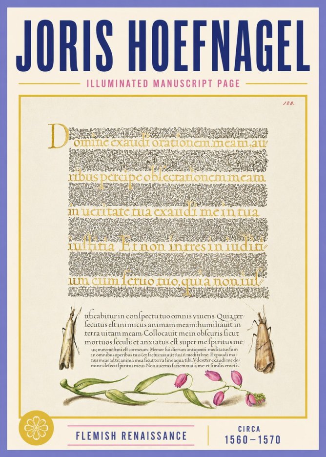 Joris Hoefnagel Illuminated Manuscript Page II No4 - Poster
