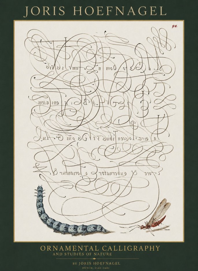 Joris Hoefnagel Ornamental Calligraphy and Studies of Nature No1 - Poster