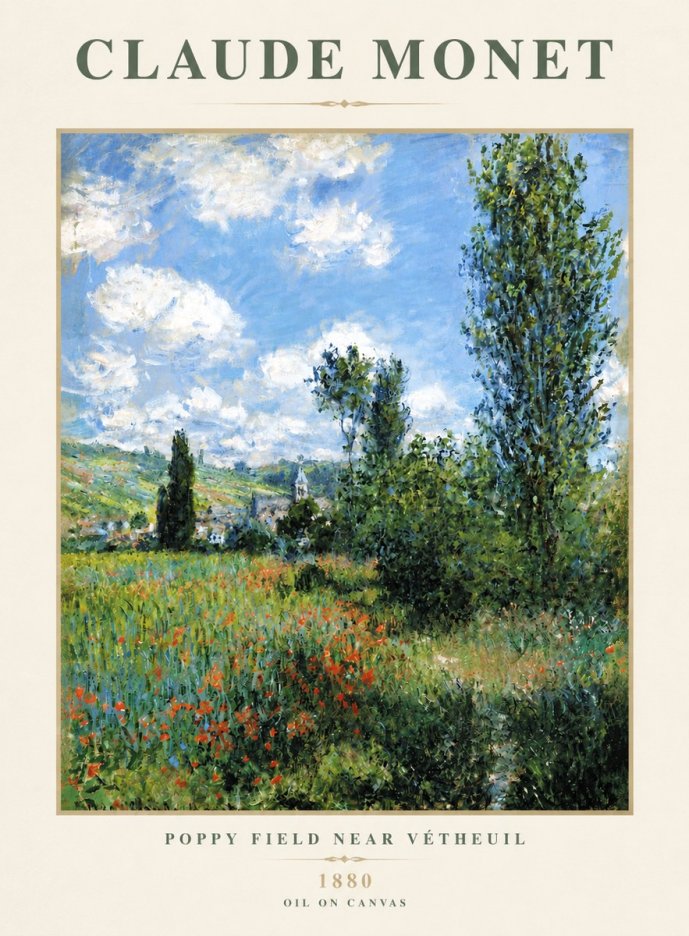 Monet Poppy Field Near Vétheuil No3 - Poster