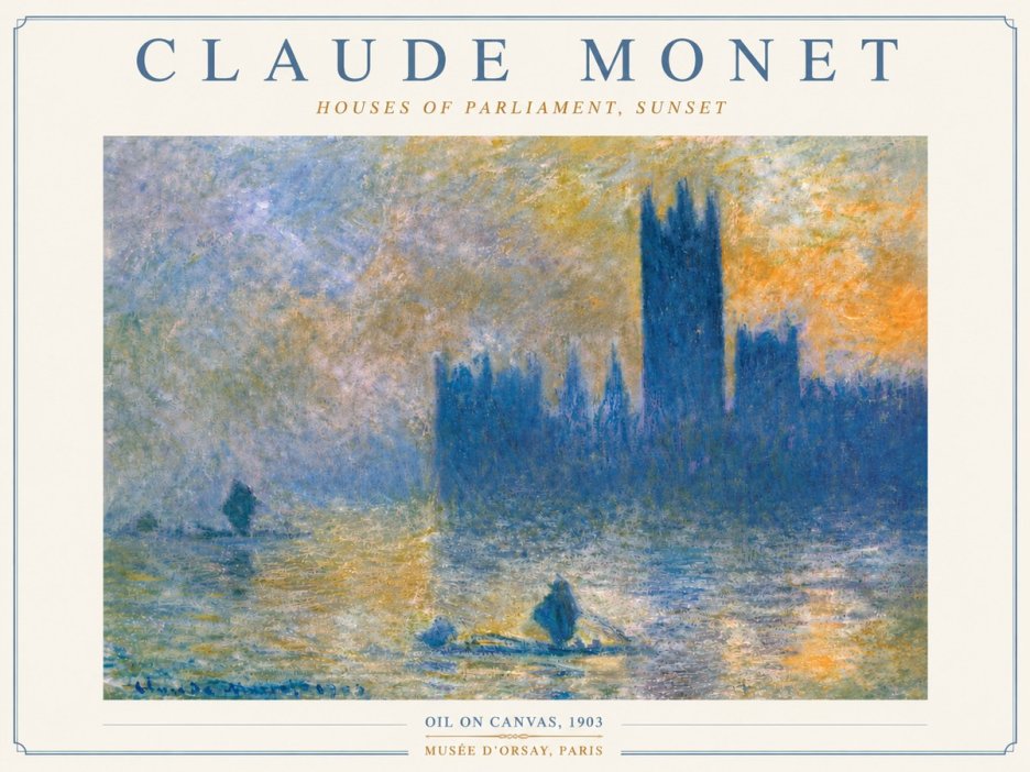 Monet Houses of Parliament, Sunset No5 - Poster