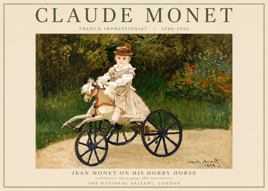 Monet Jean Monet on His Hobby Horse No4 - Poster