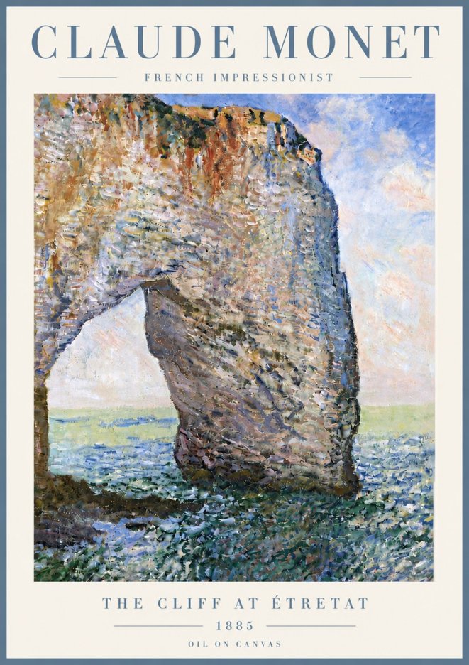 Monet The Cliff at Étretat No6 - Poster