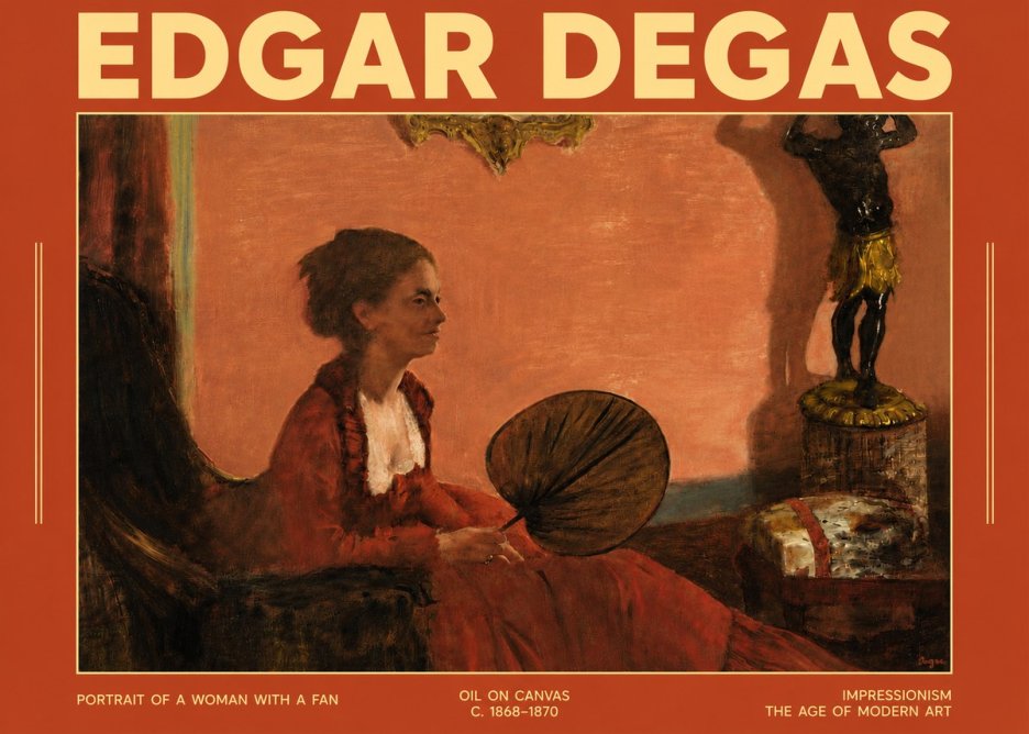 Edgar Degas Portrait of a Woman with a Fan No4 - Poster