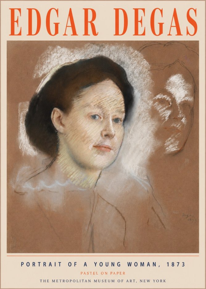 Edgar Degas Portrait of a Young Woman No5 - Poster