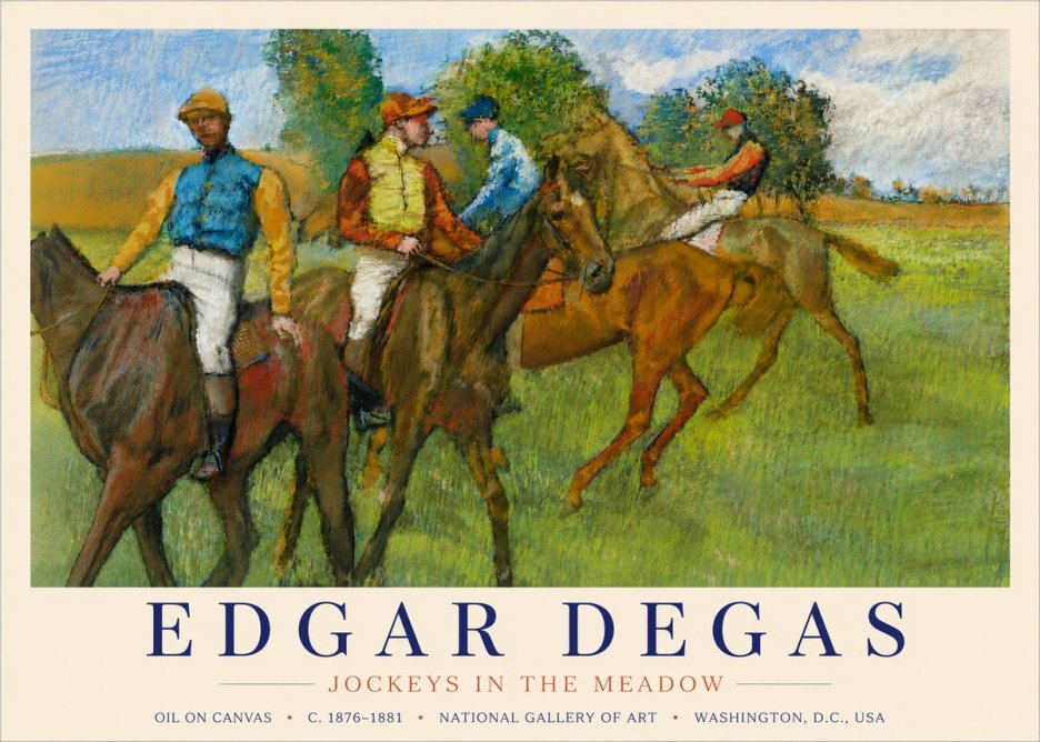Edgar Degas Jockeys in the Meadow No4 - Poster