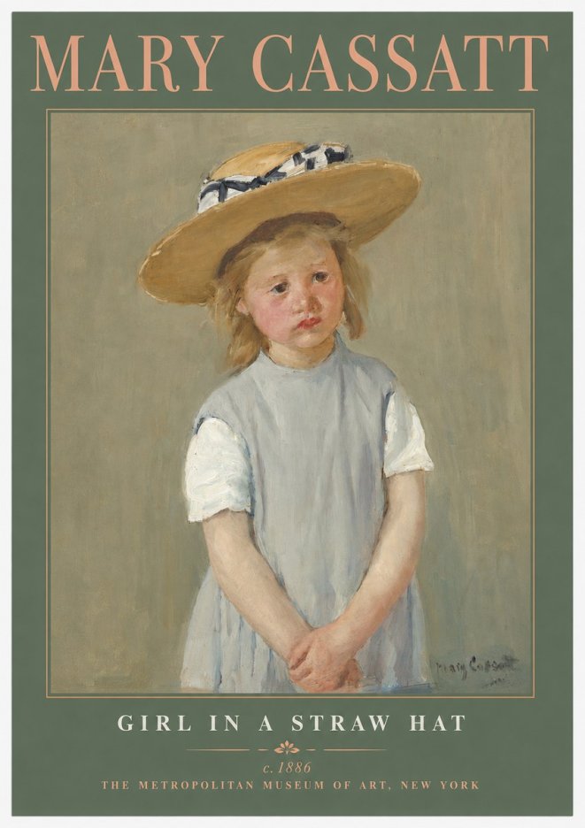 Mary Cassatt Girl in a Straw Hat No2 - Poster