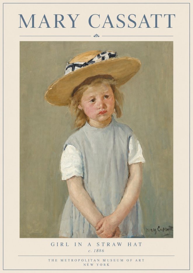 Mary Cassatt Girl in a Straw Hat No3 - Poster