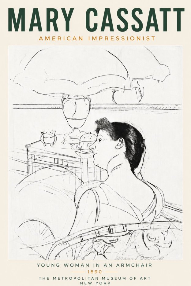 Mary Cassatt Young Woman in an Armchair No3 - Poster