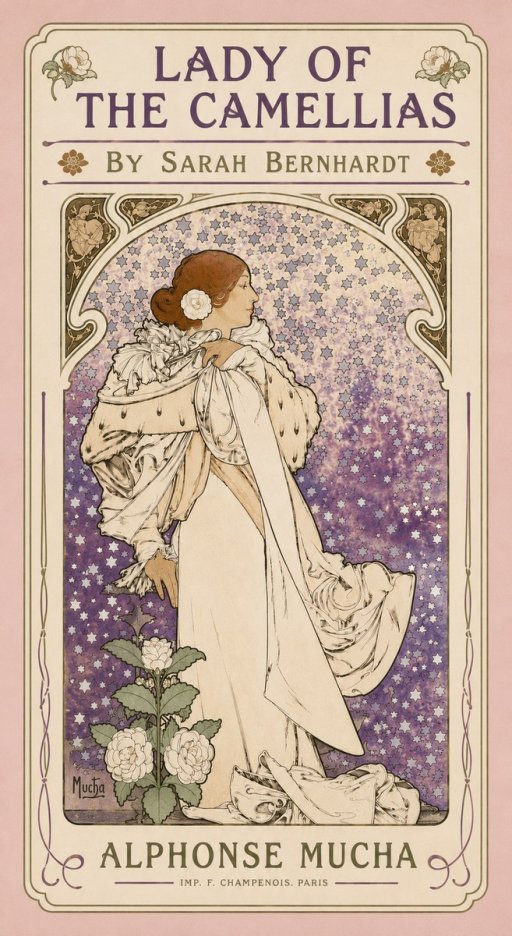 Mucha Lady of the Camellias No4 - Poster