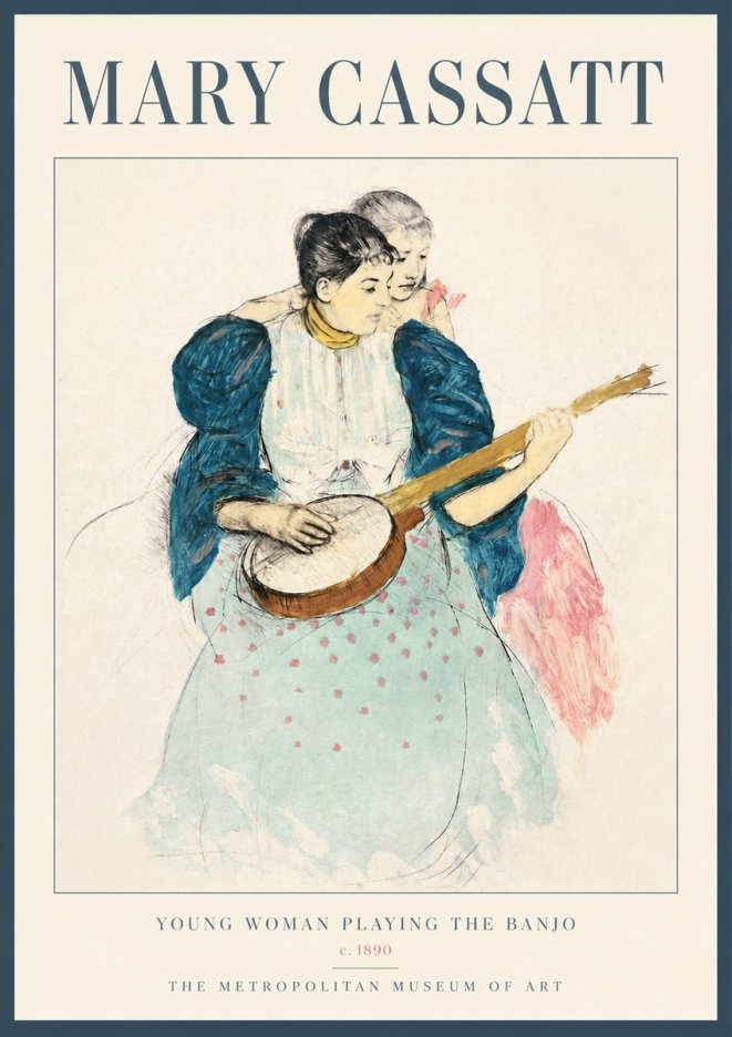 Mary Cassatt Young Woman Playing the Banjo No2 - Poster