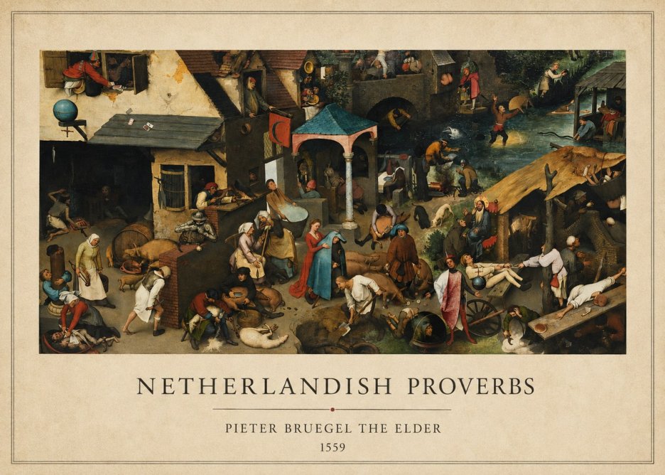Pieter Bruegel Netherlandish Proverbs III No6 - Poster