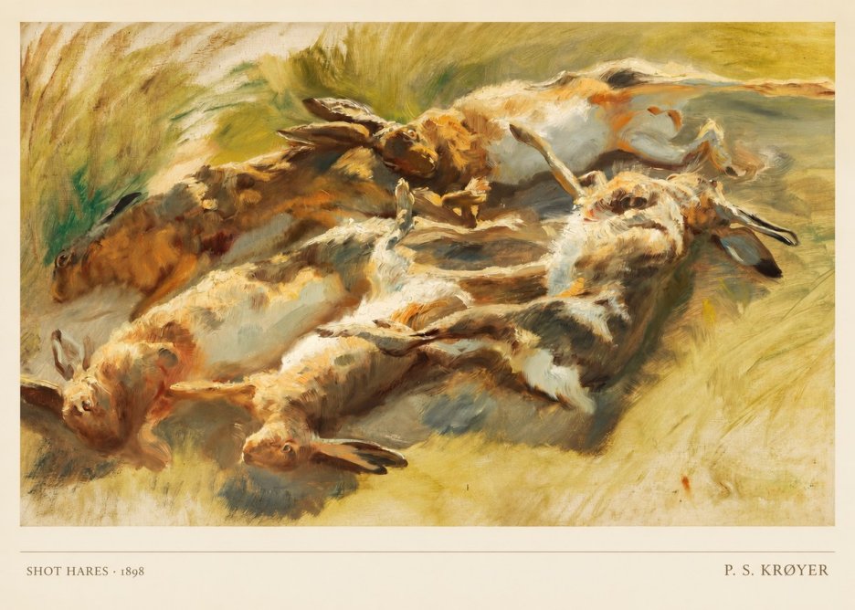 P.S. Krøyer Shot Hares No4 - Poster