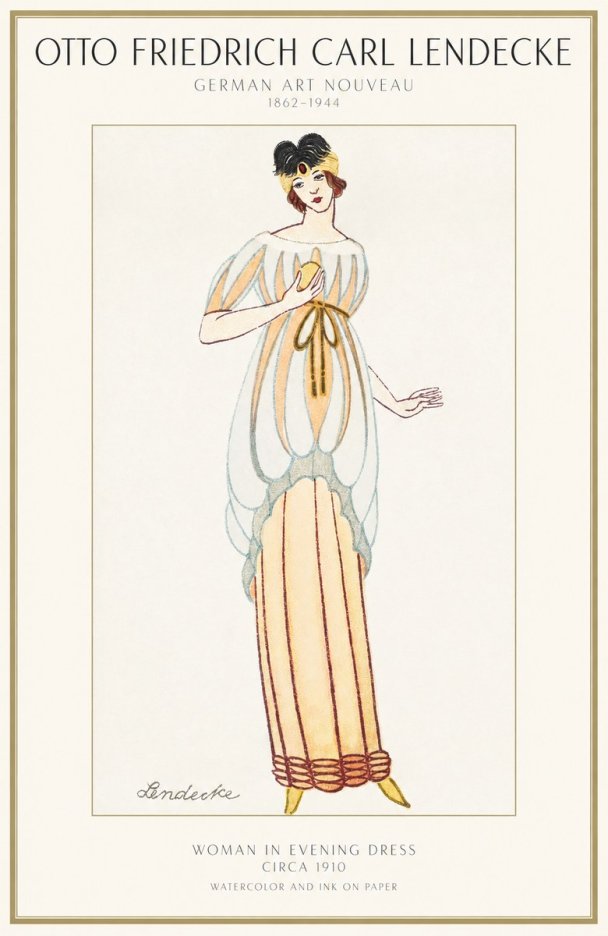 Otto Friedrich Carl Lendecke Woman in Evening Dress No1 - Poster